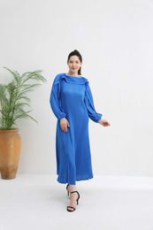 Basic Casual Dresses 2024 New Pleated long casual dresses for women Plus Size Party High Quality elegant luxury ladies latest jer sle ruffleC24315