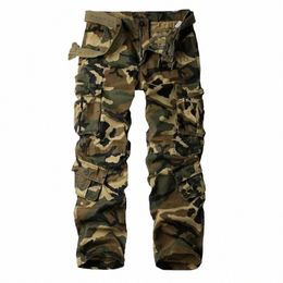 2024 Men's Camoue Cargo Pants Fi Multi Pockets Tactical Combat Trousers Loose Pure Cott Outdoor Casual Pants for Male H8Gq#