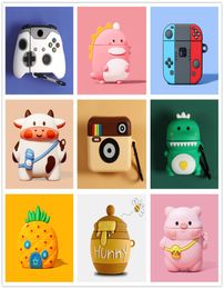 3D Cute Family Animal Fruit Gampads Camera Earphones Cases Soft Silicone Cover Drop Fall off Protective for Apple Airpods 1 2 Earb3244735
