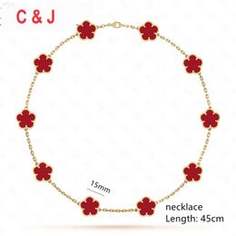 c j Ten Flower Double-sided Four-leaf Clover Necklace Simple Light Luxury Fashion Four Leaf Clavicle