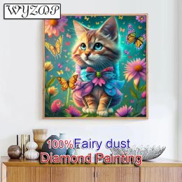 Stitch Butterfly Cat 5D Diy 100% Fairy Dust Diamond Painting Kit Animal Full Square Diamond Embroidery Stitch Diamond Art Crystal Docer