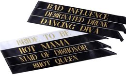 7pcs lot Bachelorette Sashes Bride to Be Sash Wedding Bridal Bachelorette Party Decorations Supplies Favours Short Queen Mama335V5022617