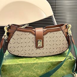 Vintage Crossbody Bag Designer Bag Women Handbag Purse Canvas Leather Shoulder Bags Metal Hasp Zipper Closure Clutch Removable Red Green Stripe Strap Totes