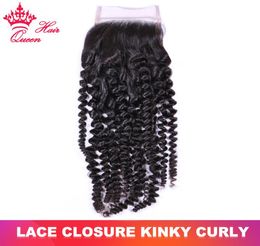 Top Quality Lace Closure Brazilian Virgin Human Raw Hair Kinky Curly Part 14inch to 22inch 4x4 Lace Closure Queen Hair Produ4740665