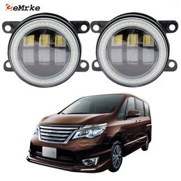 EEMRKE Led Fog Lights Assembly 30W/ 40W for Nissan Serena Highway Star Facelift 2014 2015 2016 2017 with Clear Lens Angel Eyes DRL Car Daytime Running Light 12V Fog Lamp