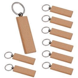 Tags 10pcs Wooden Keychain Blank Wood Keyring Handwork DIY Accessories 21X75 MM Wooden Keyring Dog Pet ID Tag Accessories