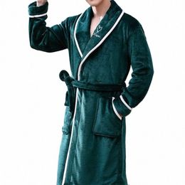 jodimitty Men Bathrobe Fleece Mens Bath Robe Man Winter Warm Flannel Robe Sleepwear Plush Shawl Male Bath Robe Lounge Nightgown w4TC#