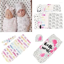 Blankets 2pcs/Set Baby Sleeping Bag With Hat Comfortable Born Swaddle Wrap Boy Girl Hairband Discharge Envelope Blanket