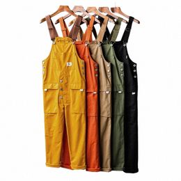 2023 Summer Men Bib Pants Solid Color Casual Jumpsuits Women Streetwear Joggers Multi Pockets Fi Suspenders Cargo Overalls i6f8#