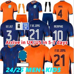 24 25 Países Baixos Europeu Holland Club Soccer Jersey 2024 Euro Cup 2025 Camisa de Futebol da Seleção Holandesa Homens Crianças Kit Conjunto Completo Home Away Memphis Xavi Gakpo