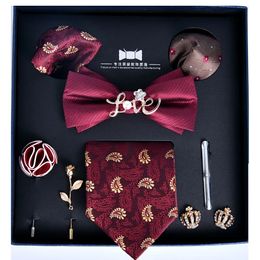 high quality Tie mens business executive formal wear groom with diamond tie festive wedding 8 piece gift box 240320