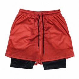 men's 2 in 1 Compri Shorts Summer Quick Dry Stretchy Gym Shorts Casual Sport Fitn Workout Running Jogging Trainning L7B5#