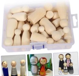 Crafts 50 DIY Wooden Peg Dolls Family Kit Unfinished Blank Peg People to Paint and Customise Arts and Crafts Supplies