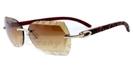 Fashion engraving lens high quality sunglasses 8300593 natural birch hand carved tiger pattern mirror legs sunglasses size 6017449188