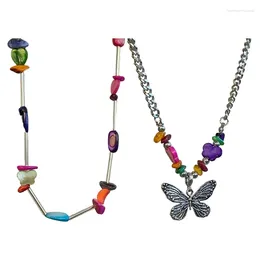 Pendant Necklaces Irregular Colourful Beaded Necklace Butterfly Statement Jewellery Dropship