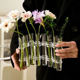 Films Test Tube Glass Vase Unique Acrylic Hinged Flower Vase Plant Hydroponic Container Home Garden Flower Arrangement Art Table Decor