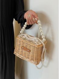 women woven bag Pearl Chain shoulder bags Spring Summer tote woman bag handbags totes lady crossbody letter clutch woven purses