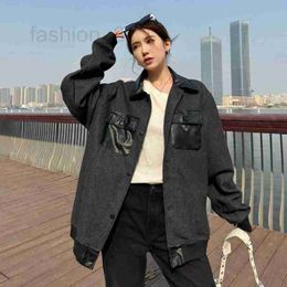 Women's Jackets Designer 2024 Early Spring New Triangle Iron Label Leather Pocket Jacket Baseball Coat U3YS