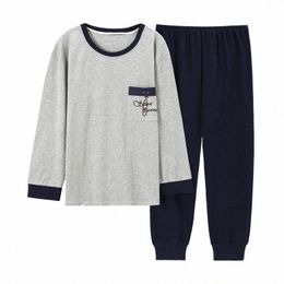 l-3xl Full Cott Pyjamas Men Pijamas Lg-sleeve Casual Sleepwear Men Homewear Grey Pyjamas Set For Male c4MC#