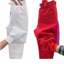 Açık crotch pantolon tek/polar astarlı kalınlaşmış sıradan eşofmanlar kadın sonbahar ve kış yeni ayak bileği bağlı harem pantolon 59pc#