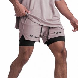 new Summer Men's Shorts Gym Sports Fitn 2 In1 Quick Drying Breathable Stretch Beach Pants Exercise Basketball Training Shorts L3gI#