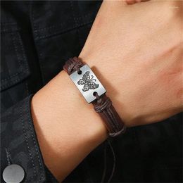 Bangle Fashionable Style PU Leather Bracelet Alloy Butterfly Pull Adjustable Length Elegant Handmade Men's And Women's Jewellery Gift