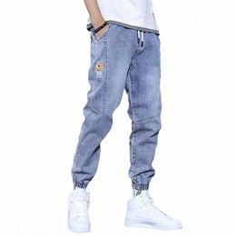 autumn Winter Blue Cargo Jeans Men Streetwear Denim Jogger Pants Baggy Jean Trousers Male Oversize Large size 5XL D1sO#