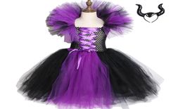 Maleficent Evil Queen Girls Tutu Dress Kids Halloween Dress Cosplay Witch Costumes Fancy Girl Party Dress Children Clothes 212Y T4403640