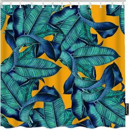 Shower Curtains Fashion Curtain Tropical Jungle Tree Banana Leaf Palm Pattern Waterproof Fabric Bathroom Set With Hook Decoration