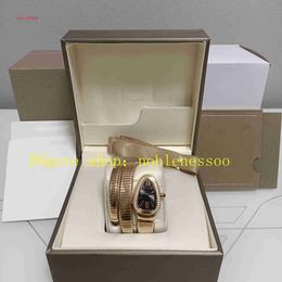 3 Colour Ladies With Box Papers Watches Women Quartz Black Dial Diamond Bezel Tubogas Serpenti 101911 Casual Dress 18K Rose Gold Everose Womens Bracelet Watch