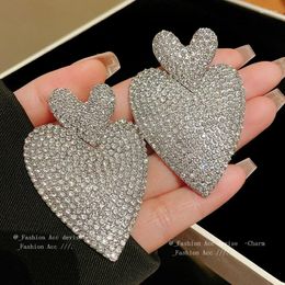 Dangle Earrings Exaggerated Gorgeous Cubic Zirconia Heart Earring Romantic Charm Exquisite Korean Style Jewellery Luxury Trendy Jewellery