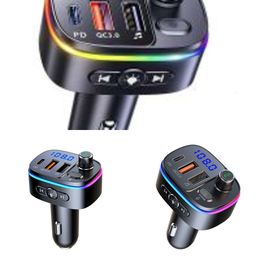 Update T65 Car FM Transmitter Meanwell Power Supply Bluetooth-Compatible 5.0 Handsfree Mp3 Player PD Type C Qc3.0 USB Fast Charge Colourful Light Accessories