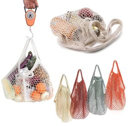 Portable Reusable Grocery Bags for Fruit Vegetable Bag Cotton Mesh String Organiser Handbag Short Handle Net Shopping Bags Tote4672680