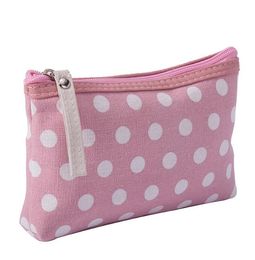 hot polka dot pattern cosmetic bag cute students coin purse portable casual change purse canvas waterproof money change bag