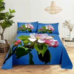 Set Beautiful Flowers Queen Sheet Set Girl, Lovers Room Bedding Set Bed Sheets and Pillowcases Bedding Flat Sheet Bed Sheet Set