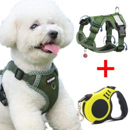 Harnesses Dog Harness with Automatic Dog Leash Adjustable No Pull Breathable Harness for Small Dog Puppy Reflective Harness Cat Accessory