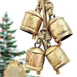 Chimes Vintage Style Metal Christmas Bells Rustic Brass Gold Large Bell Cow for Home Garden Decor Crafts Christmas Decorations 2023