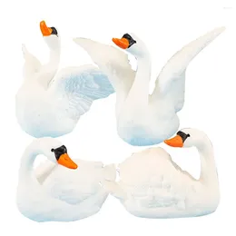 Garden Decorations 4 Pcs Resin Microlandscape Indoor Decor Swan For Home Cute Ornament Decorate Animal Figurines Courtyard Statue Accessory