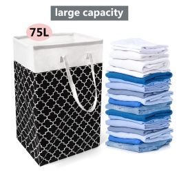 Baskets 75L Large Laundry Hamper Laundry Oraganizer Foldable Waterproof Laundry Room Basket Geometic Portable Handles Bag Bedroom Travel