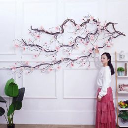 Wreaths 300CM Artificial Flowers Silk Magnolia Wall Ivy Vine Wreath Garland Hanging Tree branches flowers Wedding Arch Home Decorations