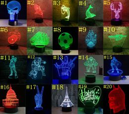 3D led lights USB 7 Colour Touch Switch Night Light Acrylic 3d optical illusion lamp Atmosphere Novelty Lighting6275740