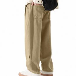 pants for Men Breathable Wide-leg Men's Work Pants Retro Style Versatile Solid Colour Trousers High Street Pants 210R#
