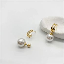 Dangle Chandelier Earrings 2 In 1 Micro Zircon Pave Hies Hoop Freshwater Pearl Bead Drop For Women Bridesmaid Delivery Jewellery Otjha