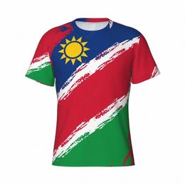 Herren-T-Shirts benutzerdefinierte Name Nunber Namibia Flagge Farbe Männer enge Sport-T-Shirt Frauen T-Shirts für Fußballfans E0mm#