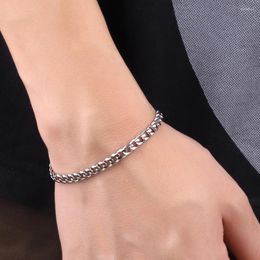 Link Bracelets Sliver Colour Cuban Chain Charm Bracelet For Men Women High Quality Stainless Steel Hand Punk Jewellery Gift