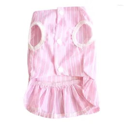 Dog Apparel Pet Clothes Dress Striped Print Spring And Summer Teddy Style Puppy Costume