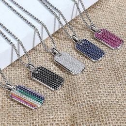 Pendant Necklaces David Dog Tag Fashion Multicolor Zircon Hanger Necklace Unisex Box Chain Classic Jewellery Anniversary Valentine's Day Party