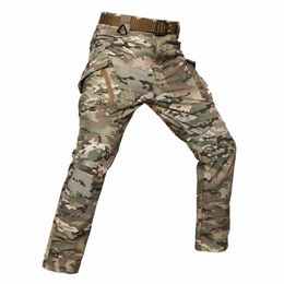 men's IX9 Softshell Thick Fleece Pants Winter Military Tactical Pants Hunt Fleece Cargo Pants Male Waterproof Combat Trousers Q1iB#