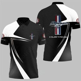 Men's T-Shirts Mustang mens shirt Unisex ClothAnime polo shirt and shirt Harajuku quick drying short sleeved casual golf suit J240326