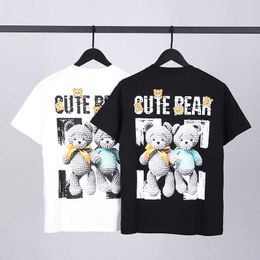 Off co brand new fashion personality net red bear print ow pure cotton couples youth mens T-shirt